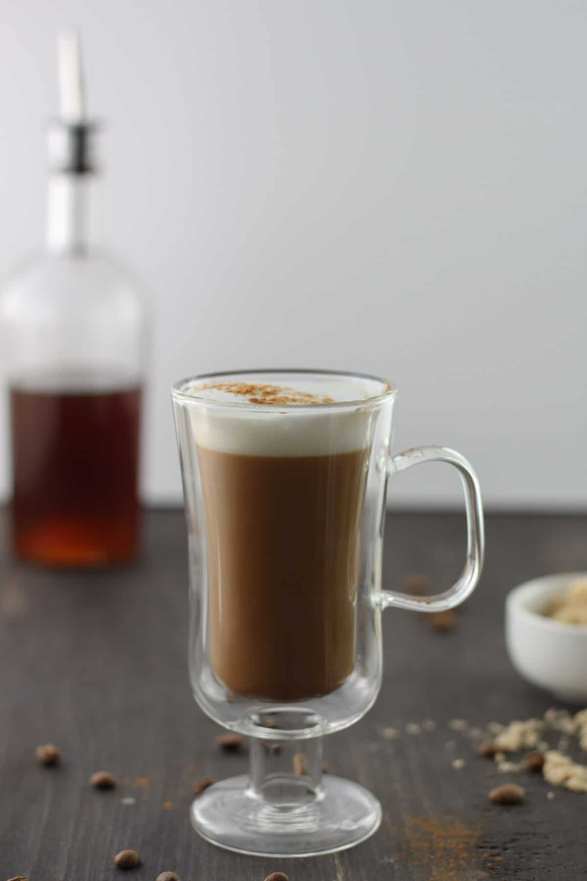 A cup of brown sugar syrup latte.