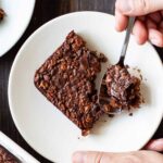 A portion of chocolate baked oatmeal.