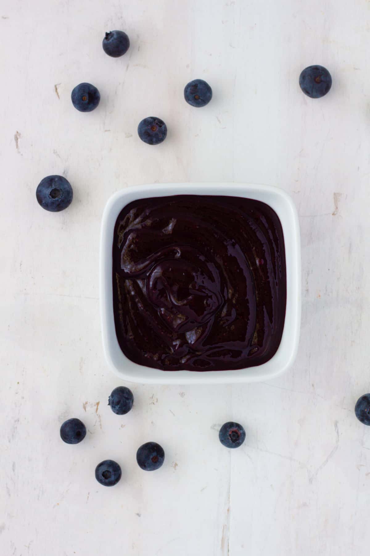 Blueberry BBQ sauce in a small bowl.