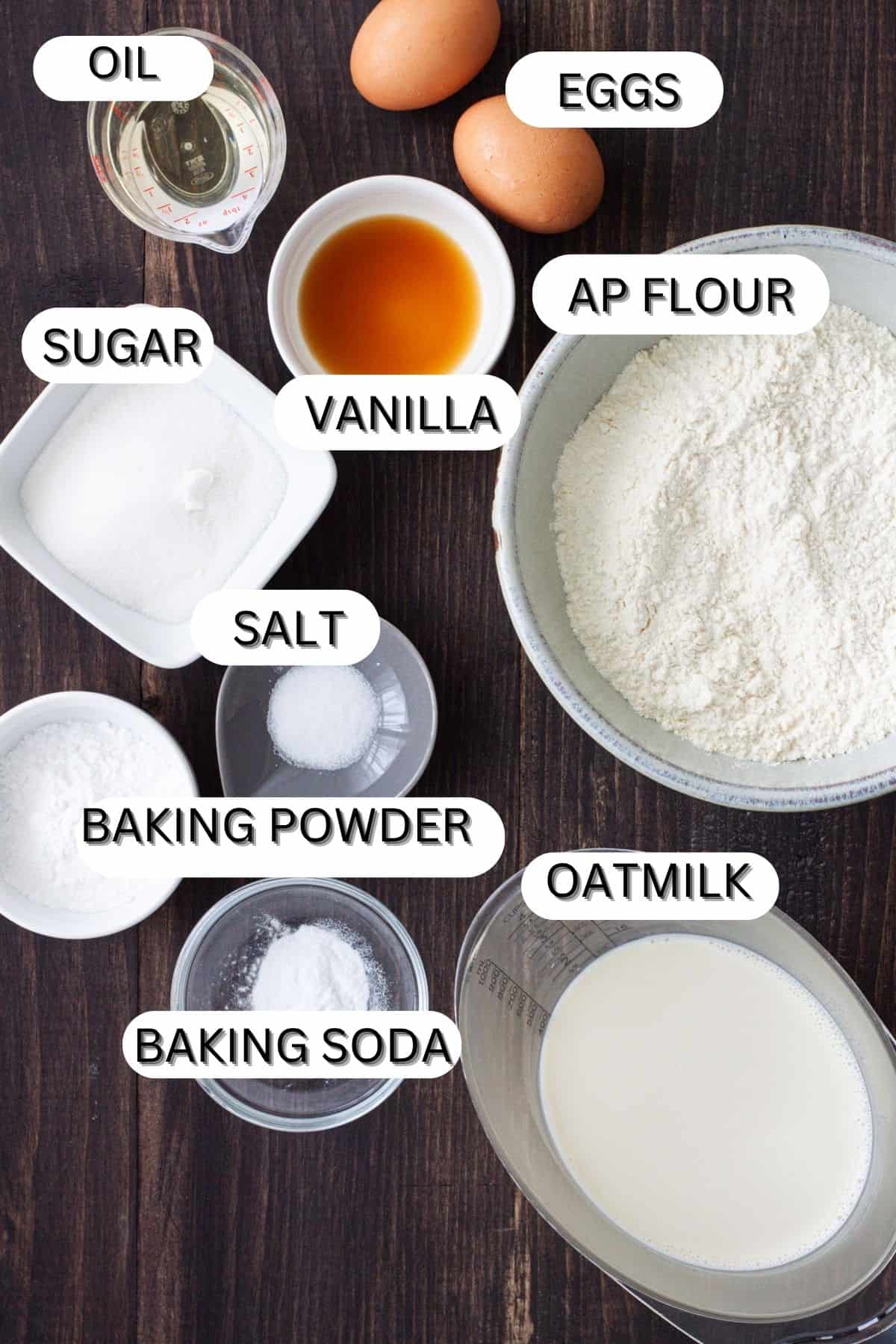 Ingredients for oat milk pancakes.