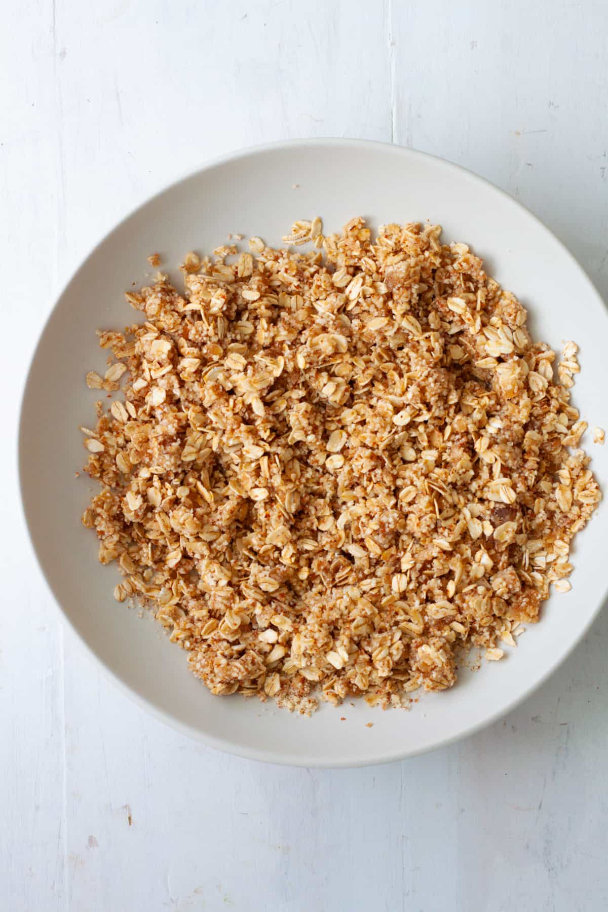 Streusel topping in a medium mixing bowl.