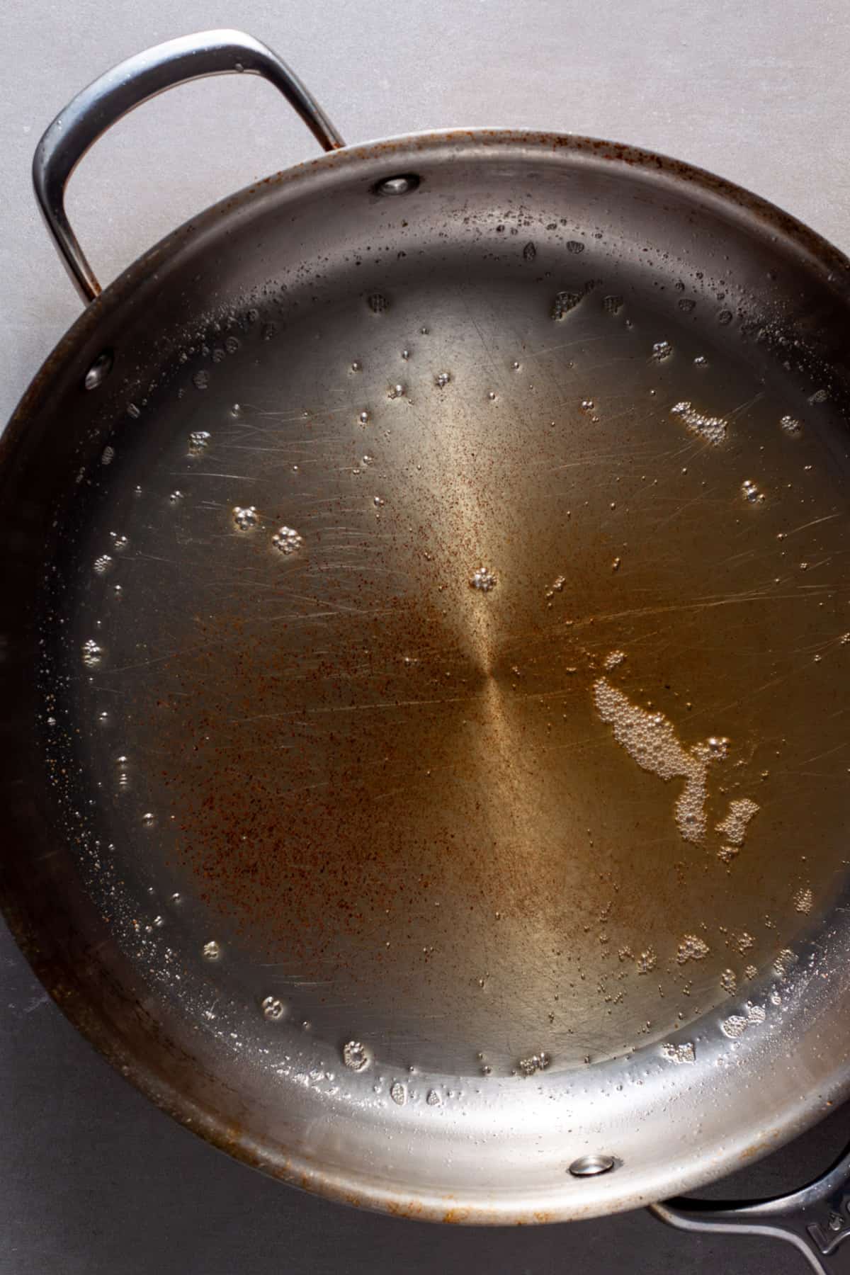 Brown butter cooking in a large skillet.