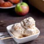 A serving of no churn cider donut ice cream in a small bowl.