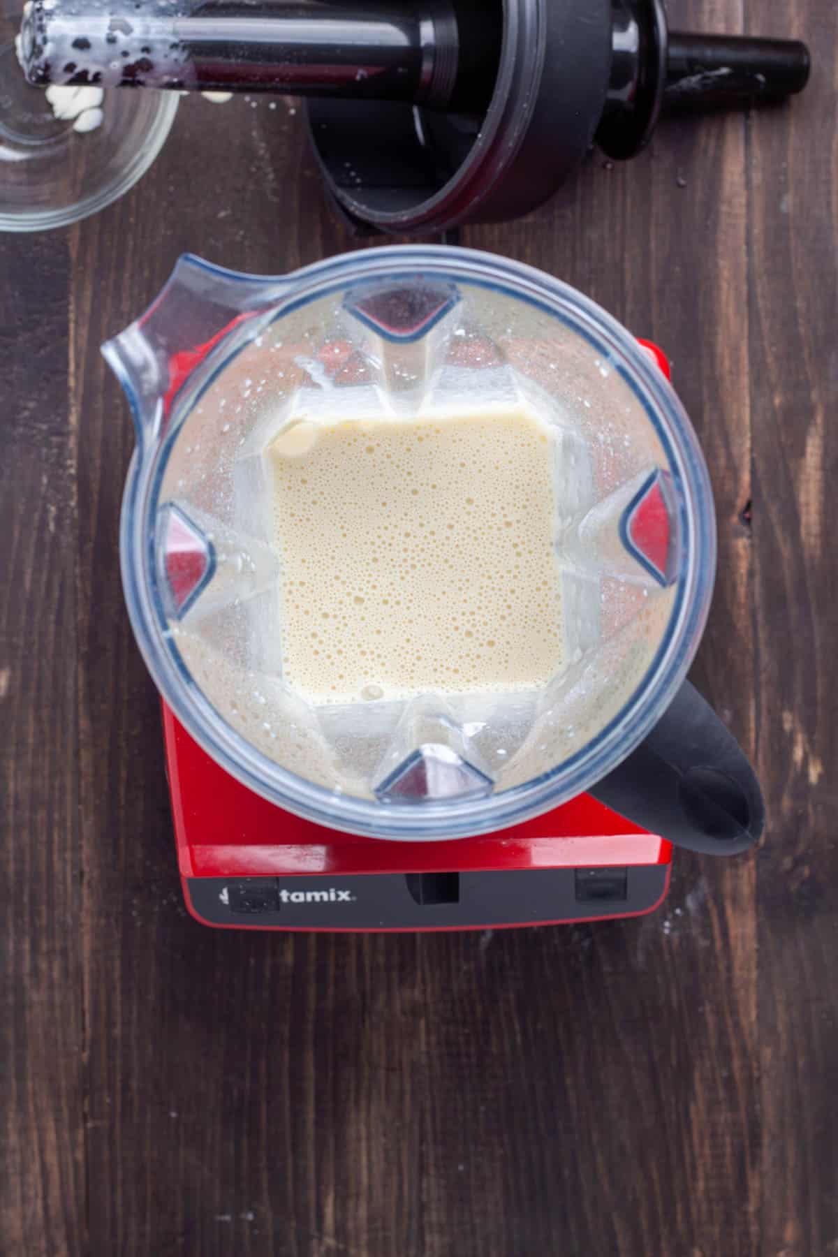 A batter for Dutch baby in a blender.