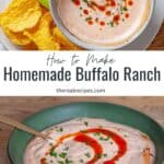 A couple bowls of homemade buffalo ranch sauce.