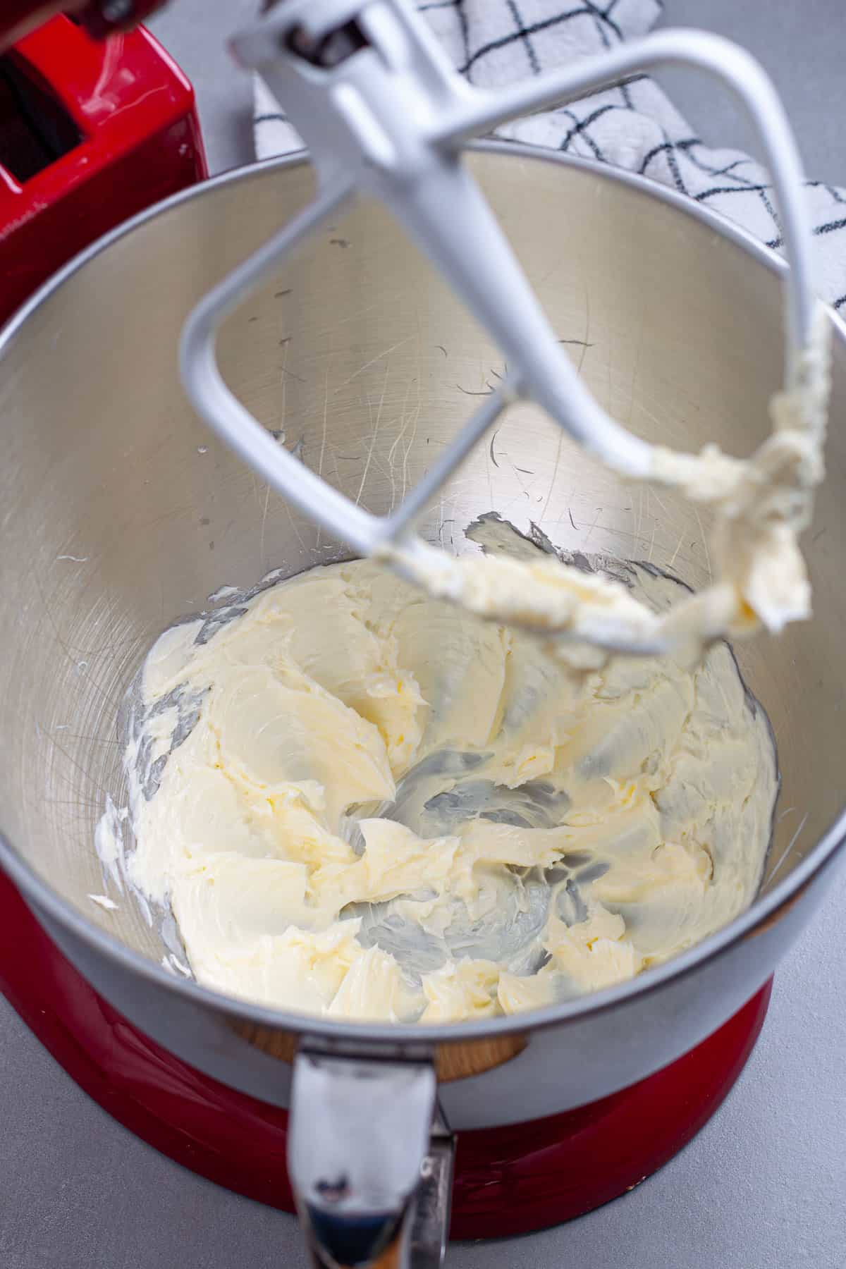 Softened butter whipped in a stand mixer.